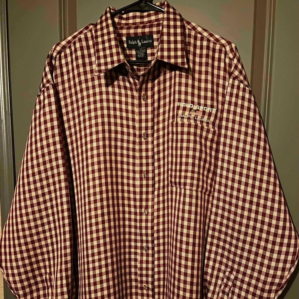 1980s Ralph Lauren Polo Sport Polyester Button Dress Shirt - Size XL